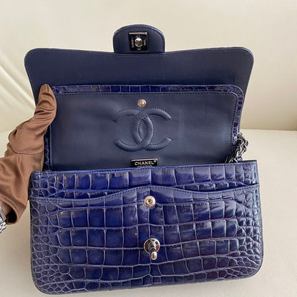 Chanel Classic Flap Leather Silver Shoulder Bag