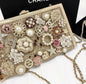 Chanel Cc Camellia Charm Bag Pearls And Pink Enamel With Gold Hardware