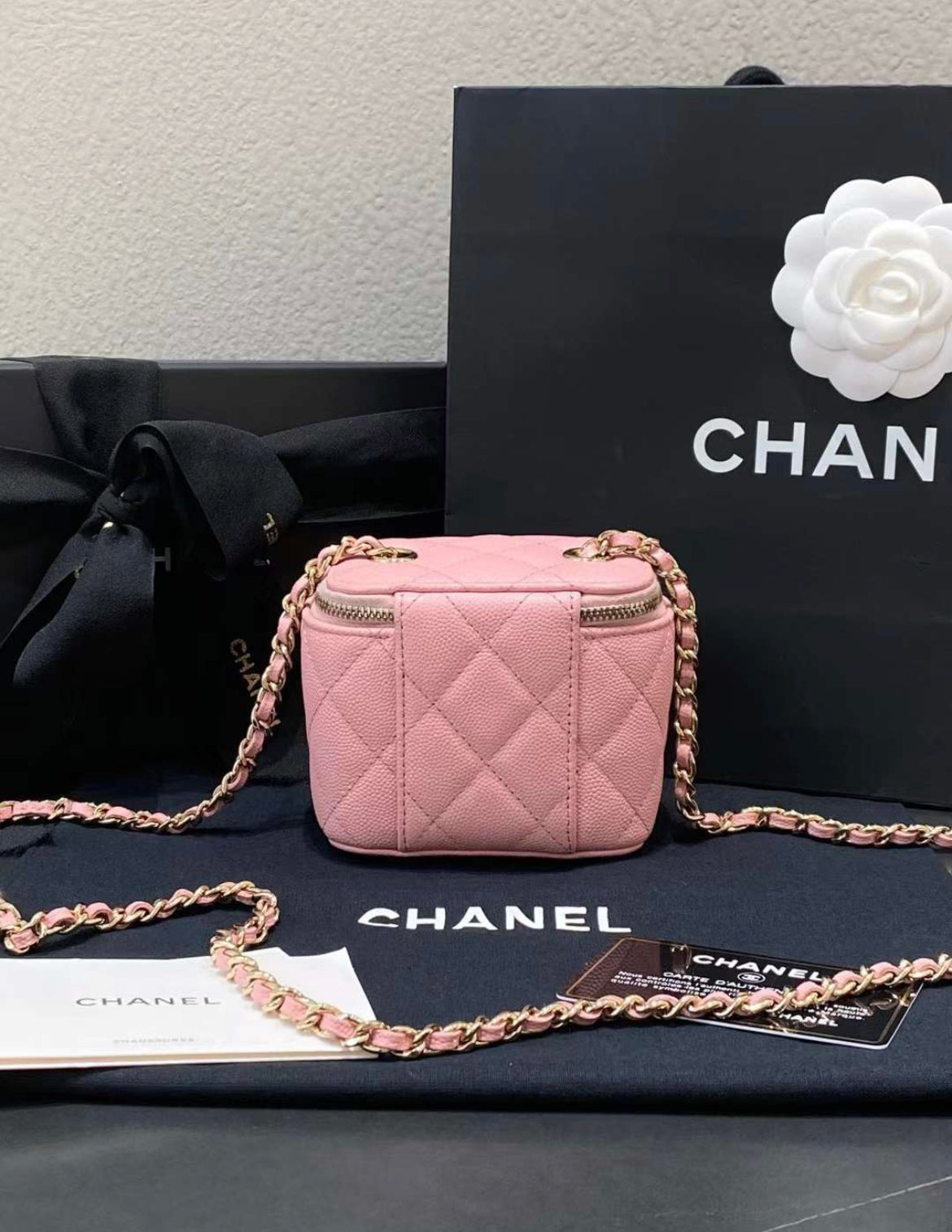 Chanel Vanity Caviar Gold Clutch