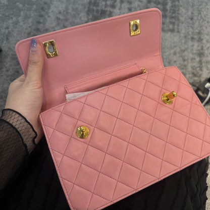Chanel Pink Cc Double Turn Lock Bag