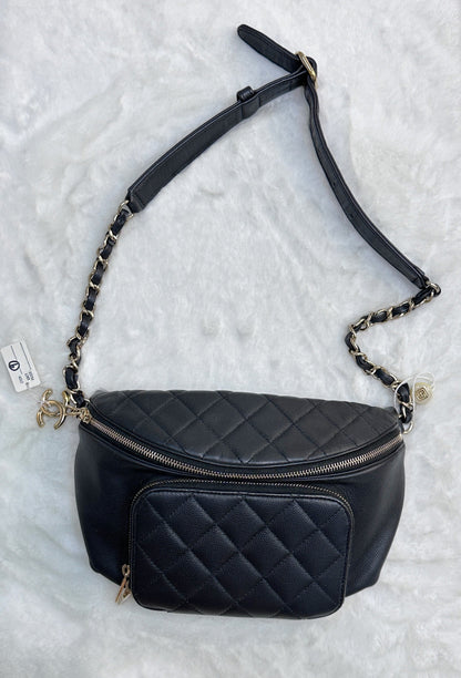 Chanel Quilted Caviar Leather Black Handbag Style