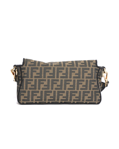 Fendi Tobacco Brown FF Jacquard Fabric Medium Baguette
