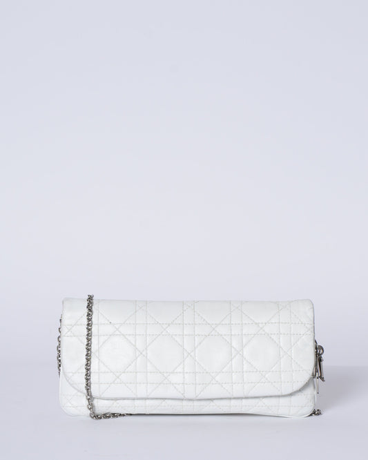 Dior White Cannage Crossbody Bag In White
