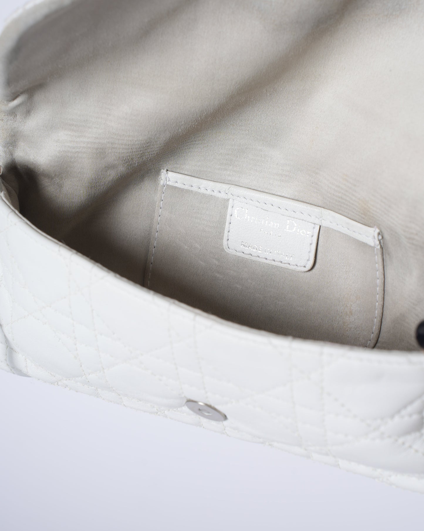 Dior White Cannage Crossbody Bag In White