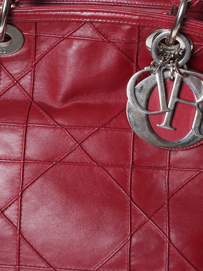 Christian Dior Polochon Cannage Rouge Dior Grenville Top Handle Bag In Red
