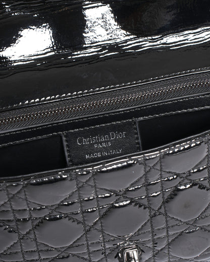 Christian Dior Medium Caro Bag In Black Patent Leather