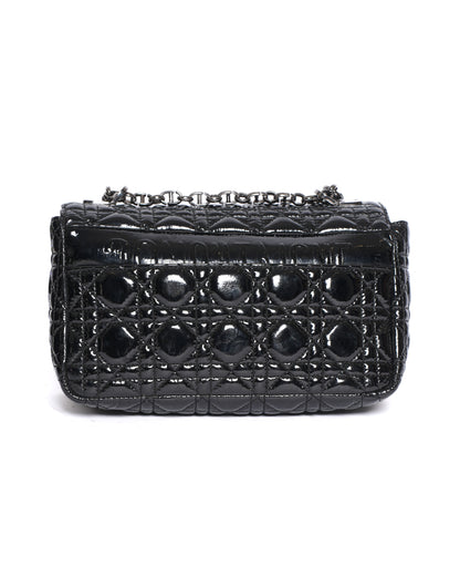Christian Dior Medium Caro Bag In Black Patent Leather