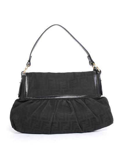 Fendi Black Zucca Canvas Chef Shoulder Bag