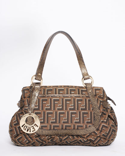 Fendi Brown Zucca Canvas & Leather Shoulder Bag