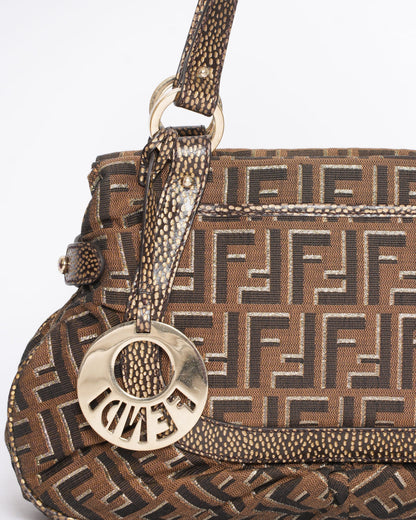 Fendi Brown Zucca Canvas & Leather Shoulder Bag