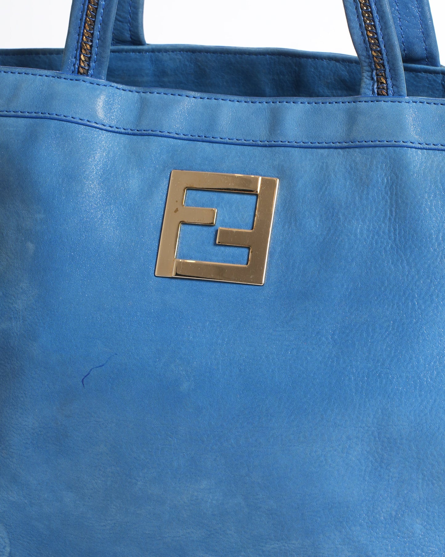 Fendi Nubuck Shoulder Bag In Blue
