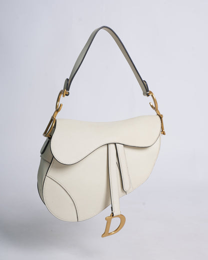 Christian Dior Saddle Bag With Strap In Latte Grained Calfskin