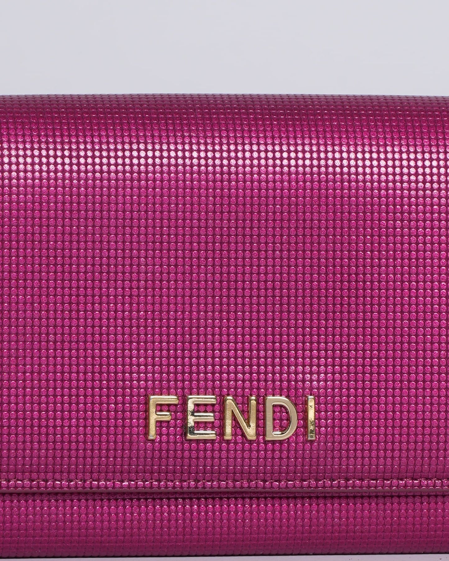 Fendi magenta leather logo flap continental wallet
