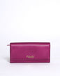 Fendi magenta leather logo flap continental wallet