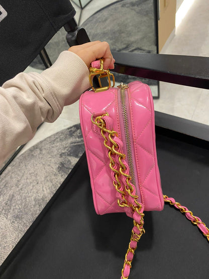 Chanel Vanity Bag Pink Patent Gold Hardware