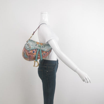 Dior In Lights Saddle Medium Multicolor Beads and Calfskin Leather Shoulder Bag