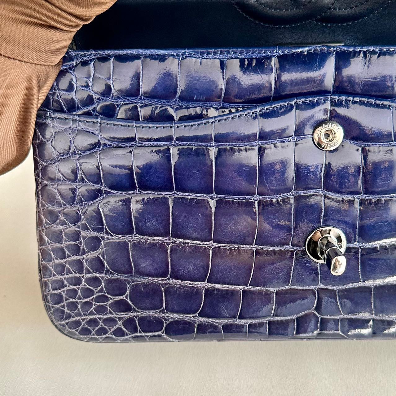 Chanel Classic Flap Leather Silver Shoulder Bag