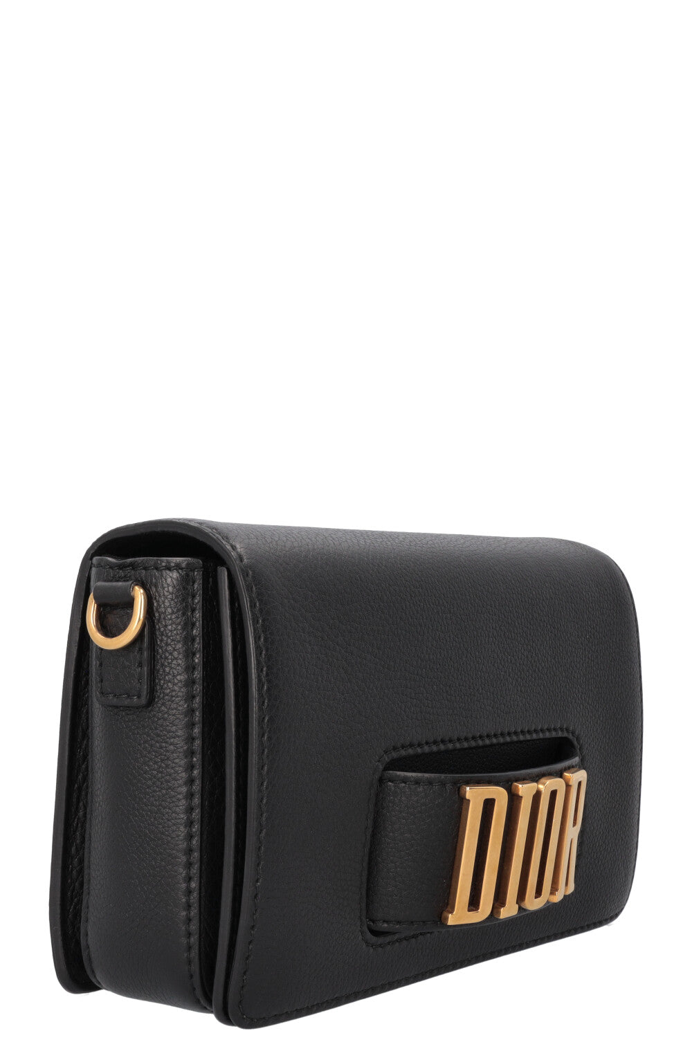 Christian Dior Dio R Evolution Clutch Bag Leather Black
