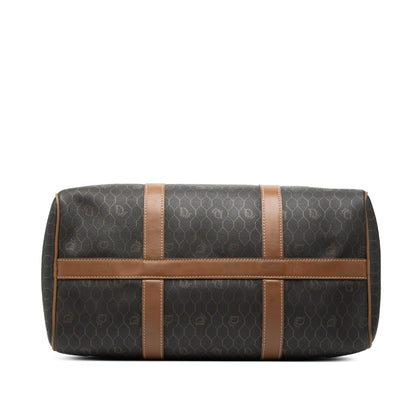 Black Dior Honeycomb Coated Canvas Boston Bag