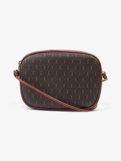 Saint Laurent Le Monogramme Camera Brown Coated Canvas