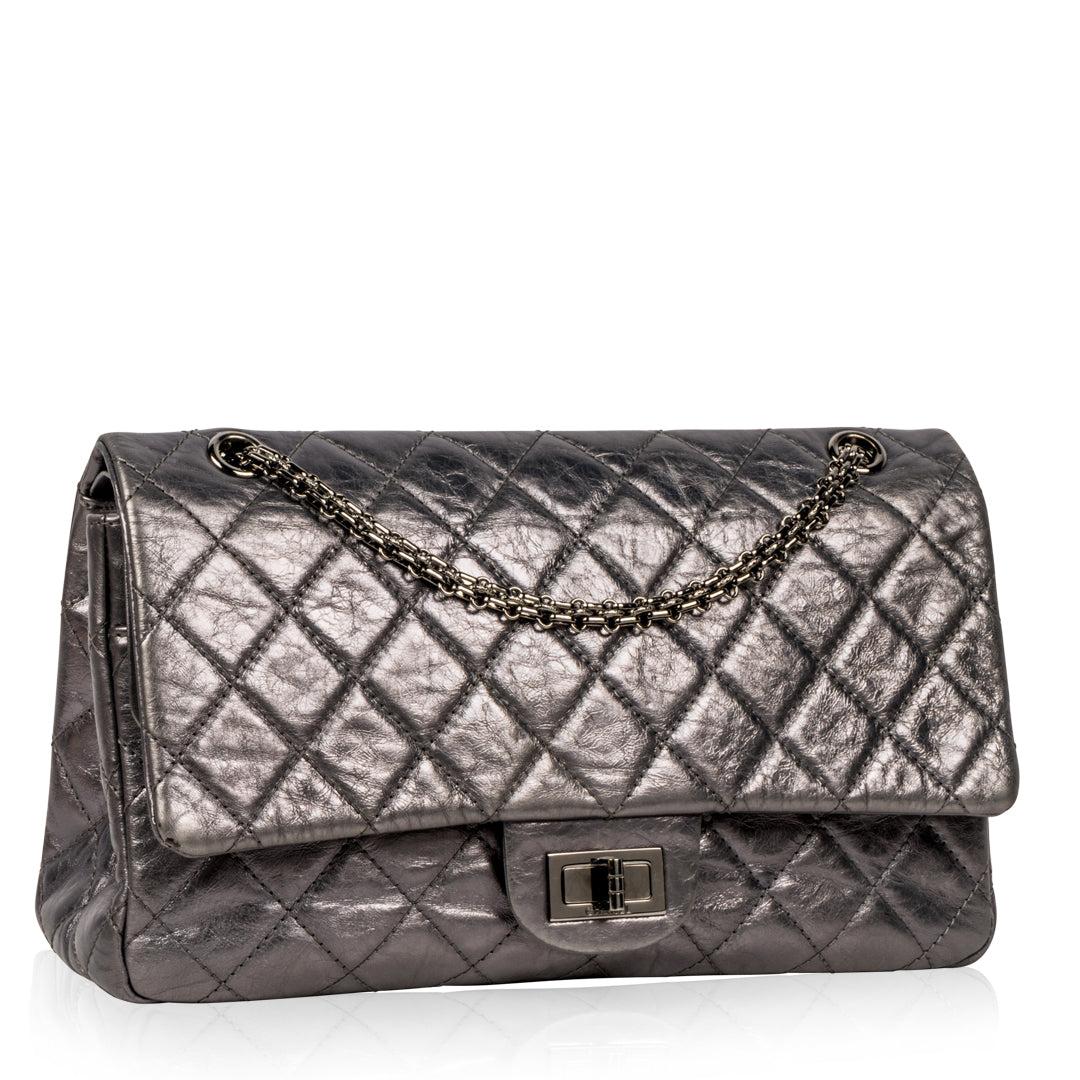 Chanel Classic Flap Lambskin Silver Shoulder Bag Lambskin