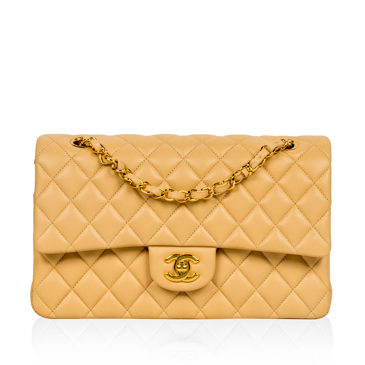 Chanel Classic Flap Lambskin Gold Shoulder Bag Style 57