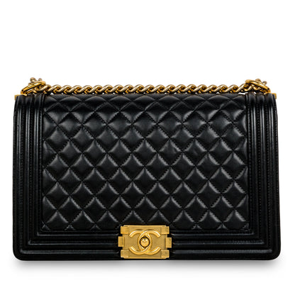 Chanel Boy Bag Lambskin Black Shoulder Bag Style 8