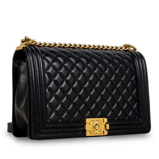 Chanel Boy Bag Lambskin Black Shoulder Bag Style 8