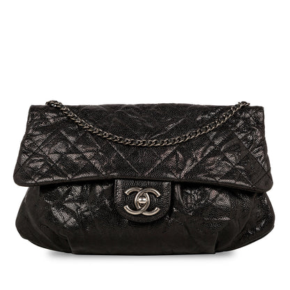 Chanel Glazed Caviar Medium Elastic Flap Bag