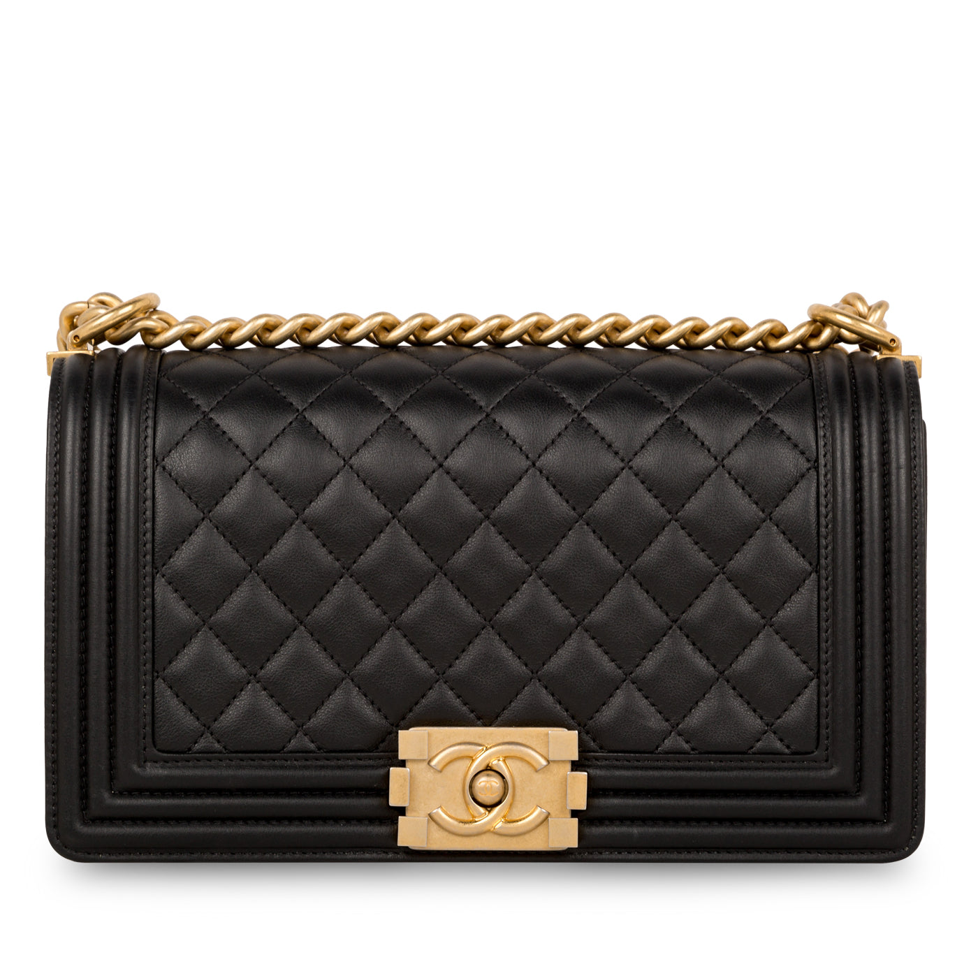 Chanel Boy Bag Lambskin Black Shoulder Bag Style 40
