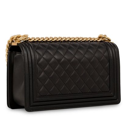 Chanel Boy Bag Lambskin Black Shoulder Bag Style 40