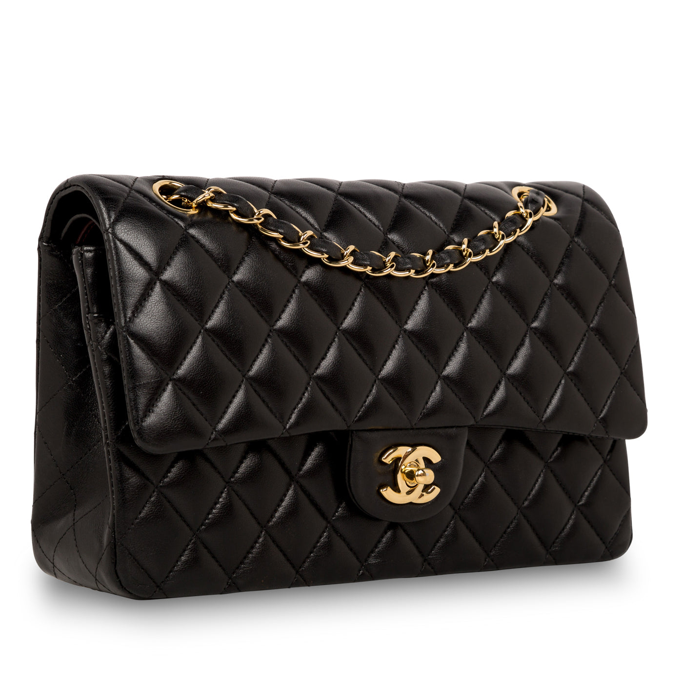 Chanel Classic Flap Lambskin Black Shoulder Bag Style 122