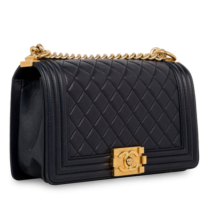 Chanel Boy Bag Lambskin Gold Shoulder Bag Style 11