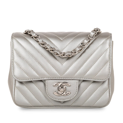 Chanel Classic Flap Caviar Silver Shoulder Bag Style 18