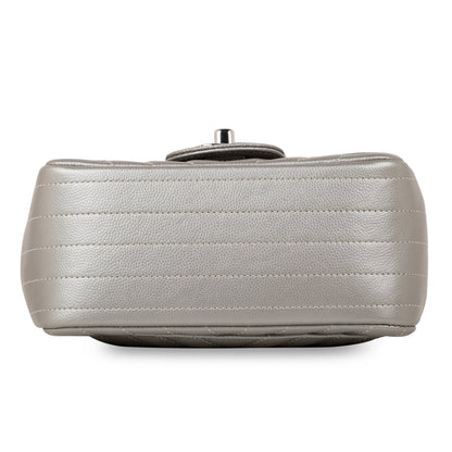 Chanel Classic Flap Caviar Silver Shoulder Bag Style 18