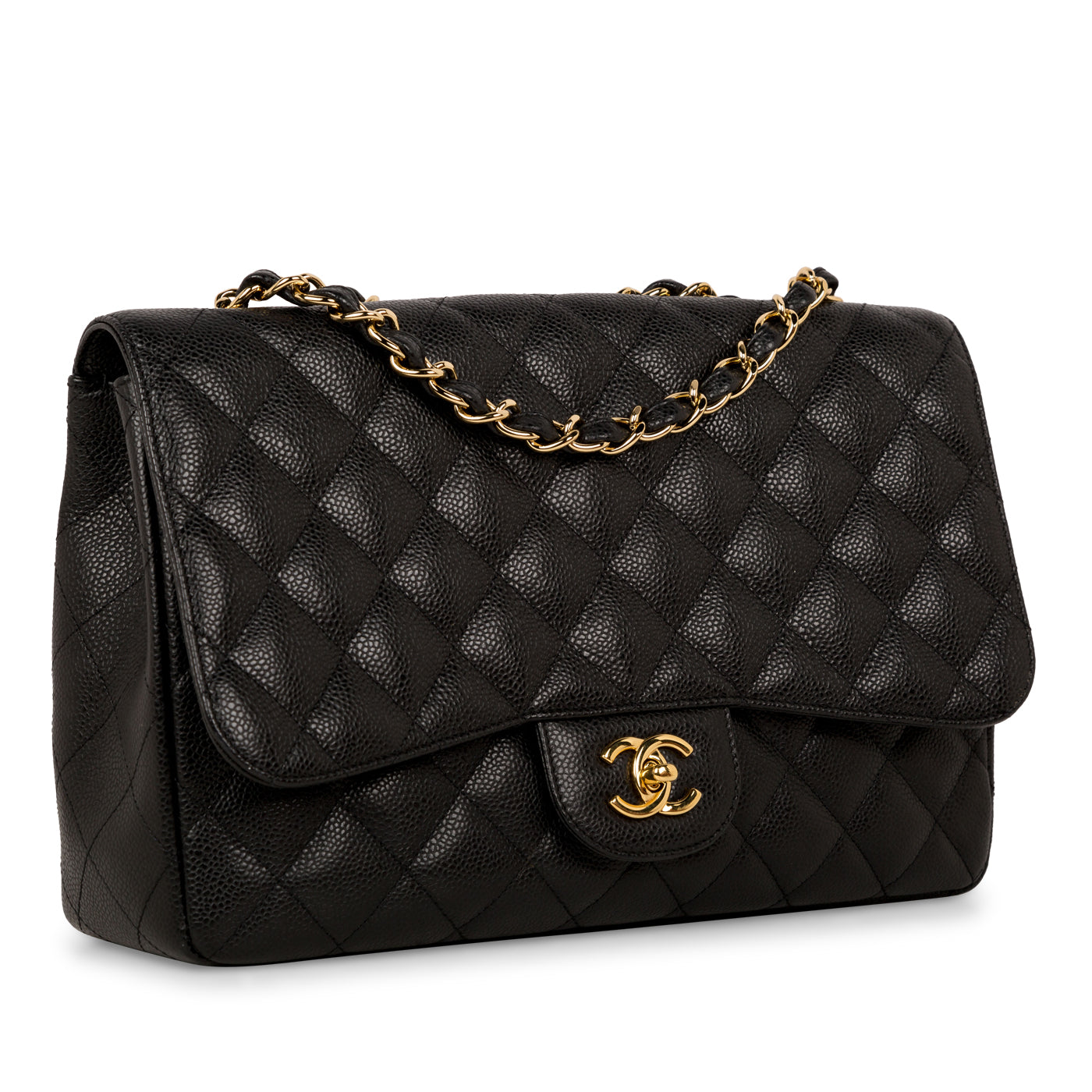 Chanel Classic Flap Caviar Black Shoulder Bag Style 46