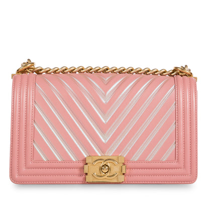 Chanel Iridescent Chevron Boy Bag - Medium