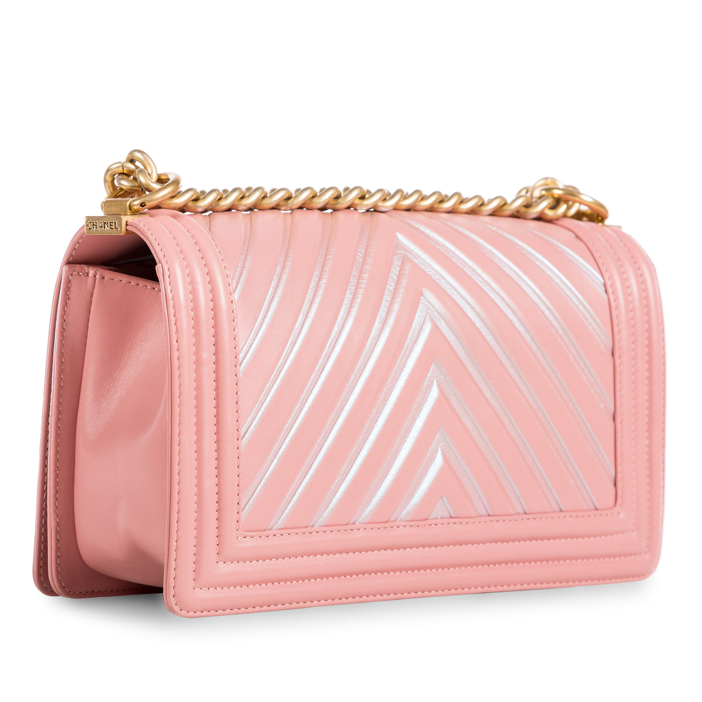 Chanel Boy Bag Lambskin Gold Shoulder Bag Style 13