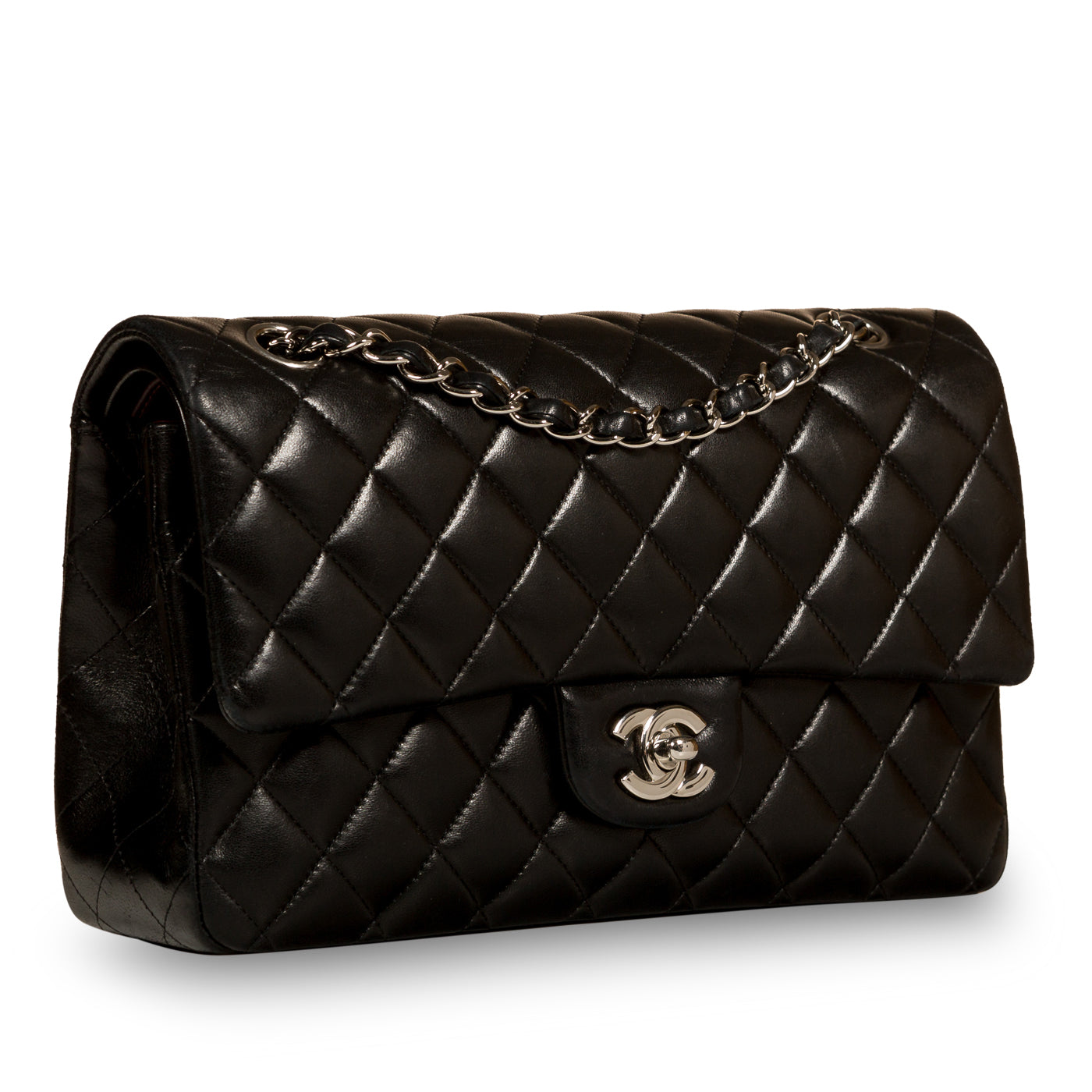 Chanel Classic Flap Lambskin Black Shoulder Bag Style 121