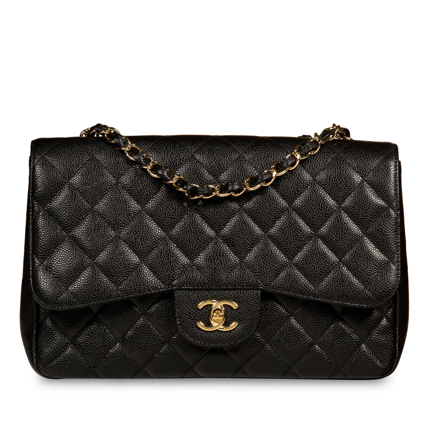 Chanel Classic Flap Caviar Black Shoulder Bag Style 43