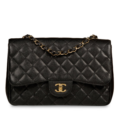 Chanel Classic Flap Caviar Black Shoulder Bag Style 43