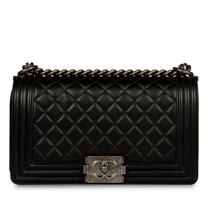 Chanel Boy Bag Lambskin Black Shoulder Bag Style 41