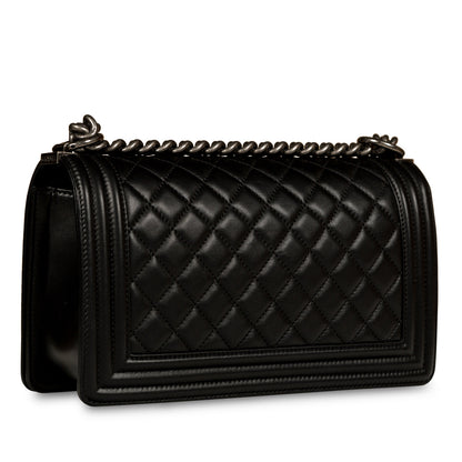 Chanel Boy Bag Lambskin Black Shoulder Bag Style 41