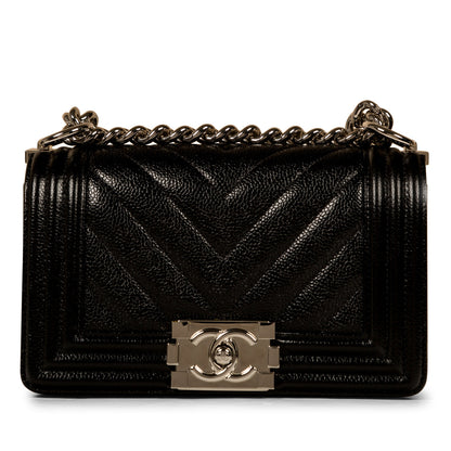 Chanel Boy Bag Caviar Black Shoulder Bag Style 20