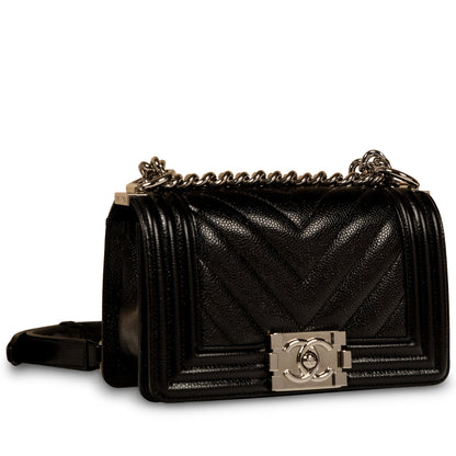 Chanel Boy Bag Caviar Black Shoulder Bag Style 20