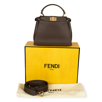 Fendi Peekaboo Leather Brown Handbag Brown