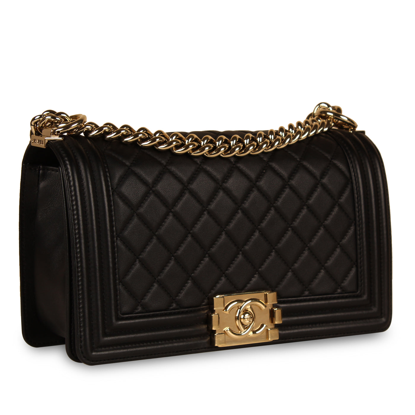 Chanel Boy Bag Lambskin Black Shoulder Bag Style 38