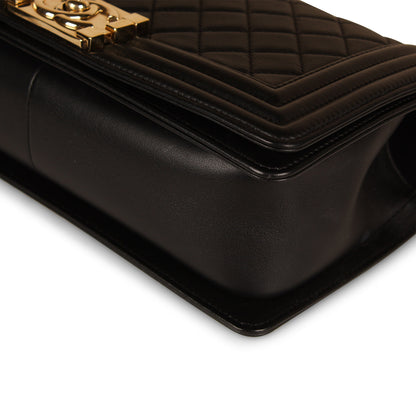 Chanel Boy Bag Lambskin Black Shoulder Bag Style 38