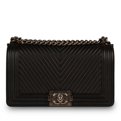 Chanel Boy Bag Lambskin Black Shoulder Bag Style 37