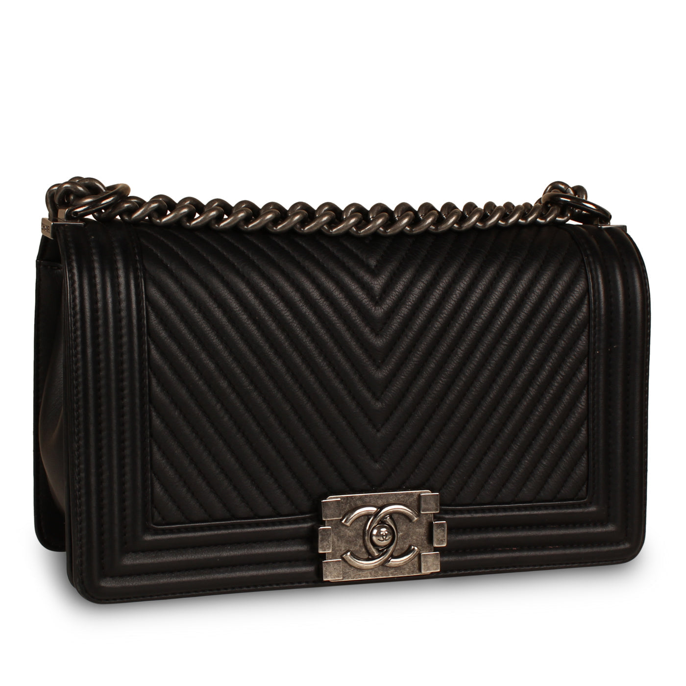 Chanel Boy Bag Lambskin Black Shoulder Bag Style 37